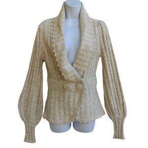 Laureate Lane Anthropologie Ecru Alpaca Blend Cardigan Shawl Balloon Sleeves S